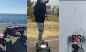 Казахстанец покоряет Астану на самодельном электроскейте