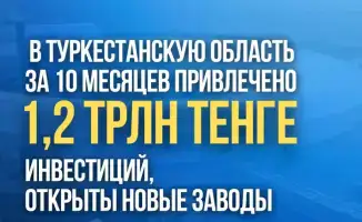 В ТУРКЕСТАНСКУЮ ОБЛАСТЬ ЗА 10 МЕСЯЦЕВ ПРИВЛЕЧЕНО 1,2 ТРЛН ТЕНГЕ ИНВЕСТИЦИЙ, ОТКРЫТЫ НОВЫЕ ЗАВОДЫ