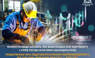 В 2025 году поддержка отечественных товаропроизводителей составила рекордные 1,4 млрд тенге