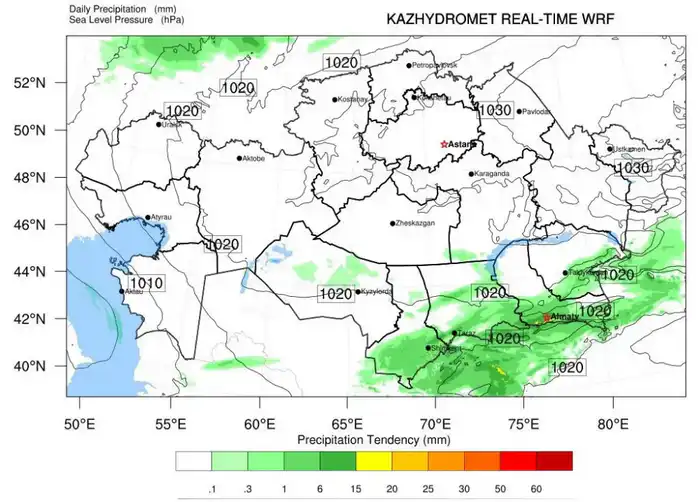 Прогноз погоды высокого разрешения на суперкомпьютере КазНУ имени аль-Фараби от Казгидромет Актобе