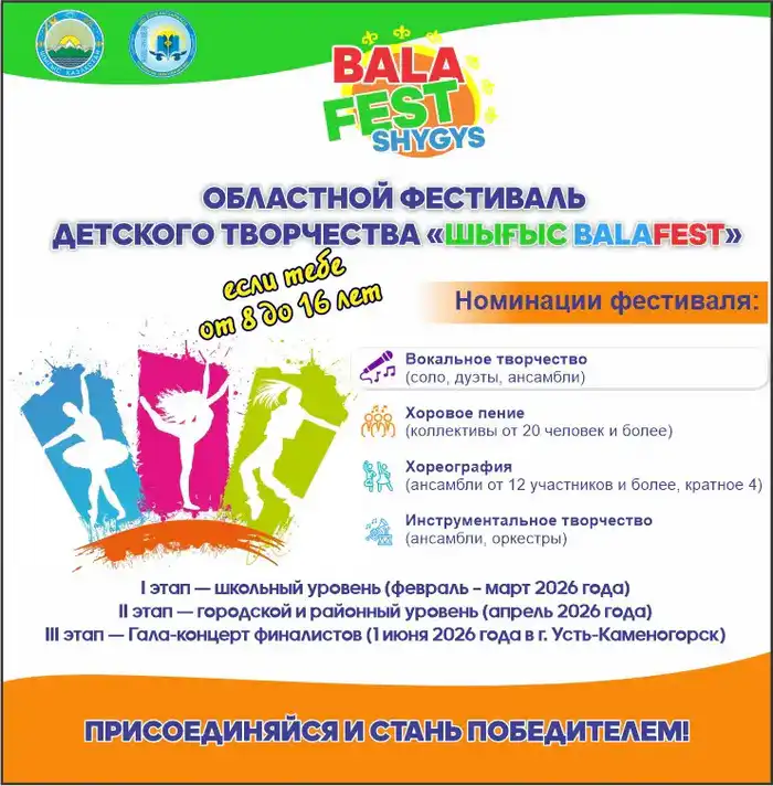 В Усть-Каменогорске пройдет Гала-концерт областного фестиваля детского творчества «ШЫҒЫС BALAFEST» 1 июня Актобе