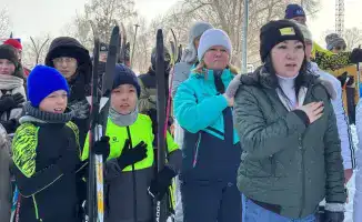 В Акмолинской области прошел лыжный забег в поддержку олимпийцев
