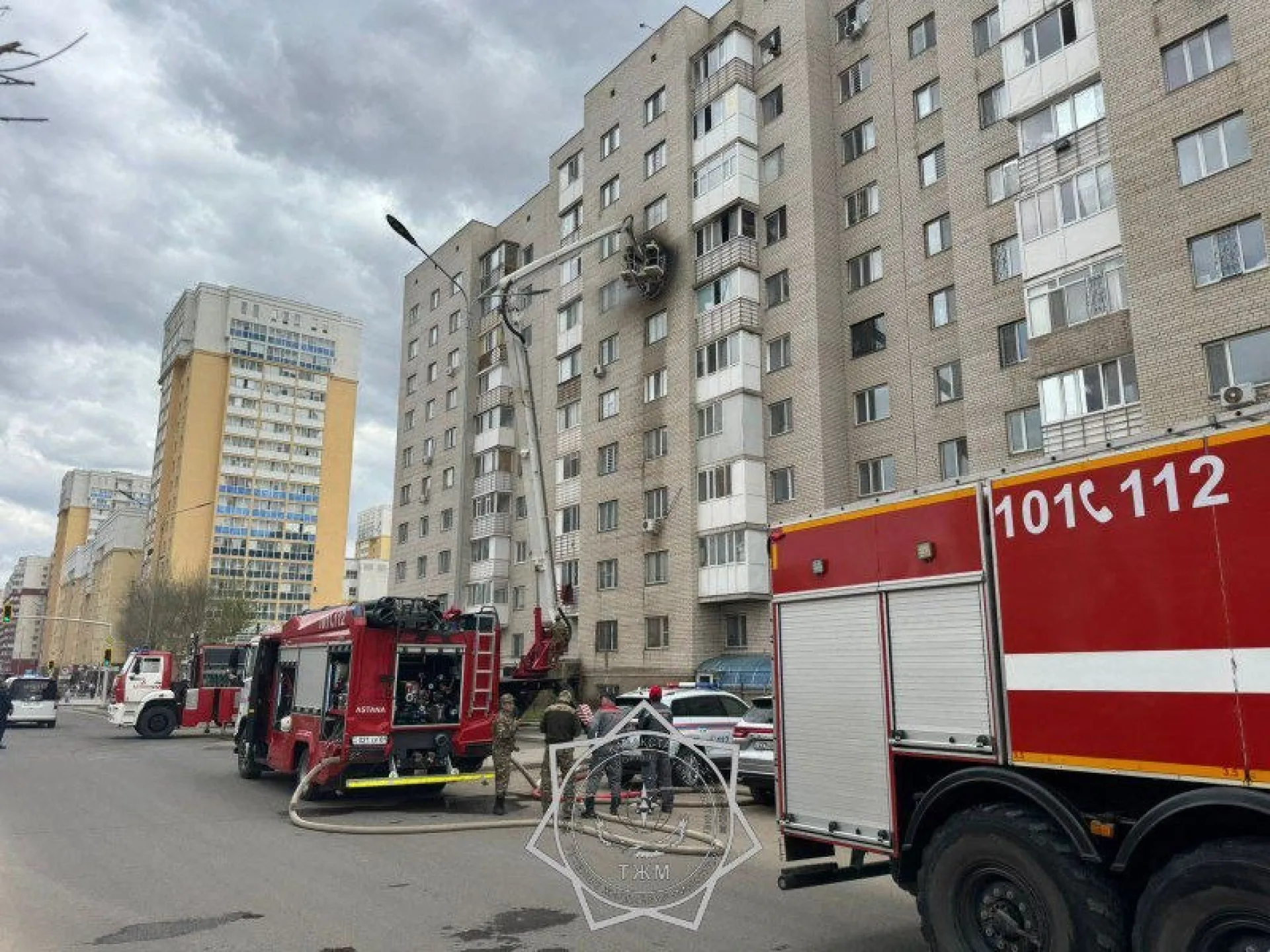 тушение пожара в Астане