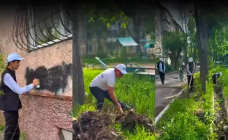 В Таразе прошла акция по очистке городской среды от наркотических граффити и ссылок