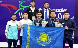 Казахстанец Эмиль Ахмеджанов завоевал золотую медаль на турнире в Узбекистане в вольных упражнениях Кубка вызова по спортивной гимнастике